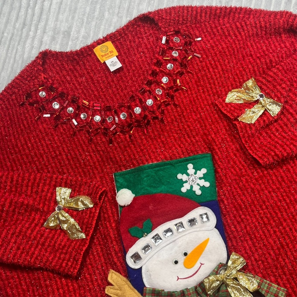 Ruby Rd Ugly Christmas‎ Sweater Women's 3X Snowman Angel Wings Holiday Festive